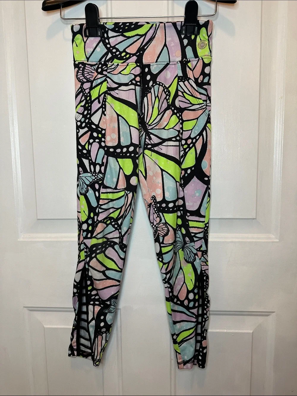 Justice Pastel Butterfly-Style Active Leggings in Black, Pink, Mint, Lime